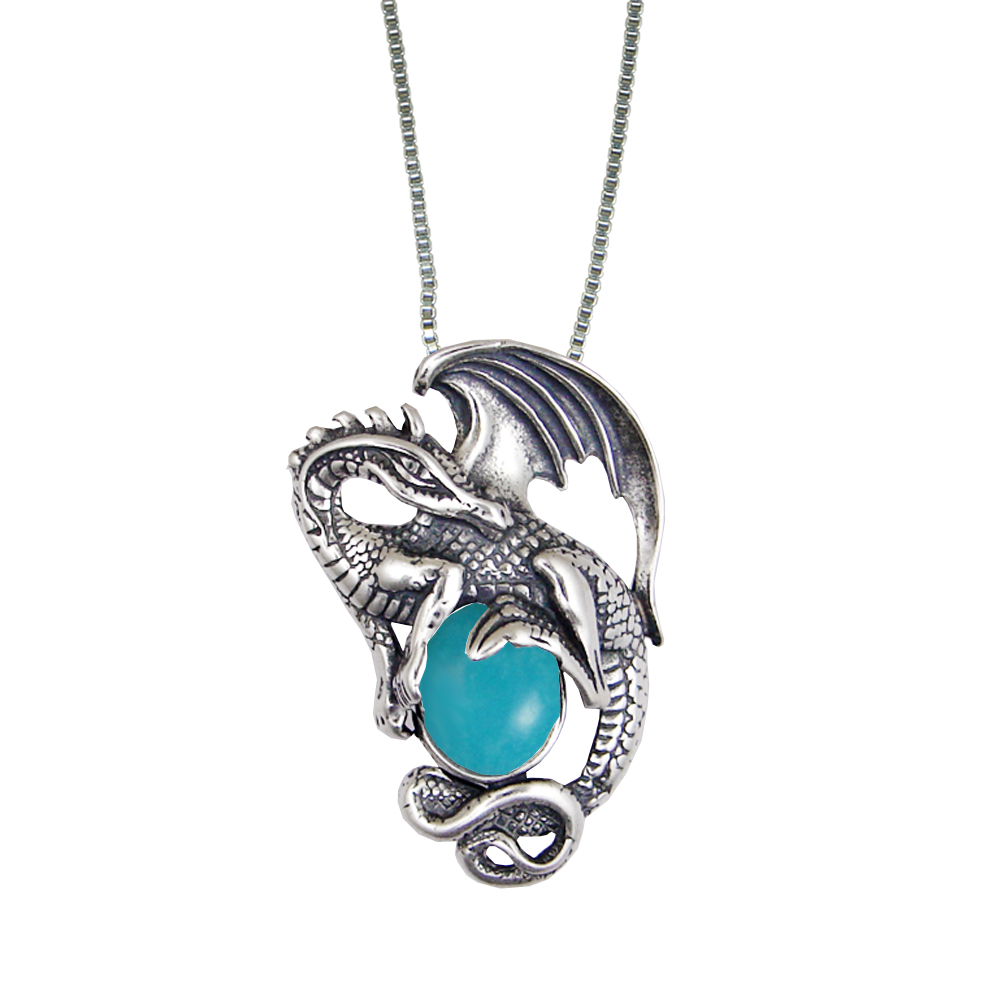 Sterling Silver Dragon Queen Pendant With Turquoise